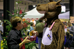 A moose from the Scandinavian stand wanders around the Bazar. Matic Zorman / Maison Moderne