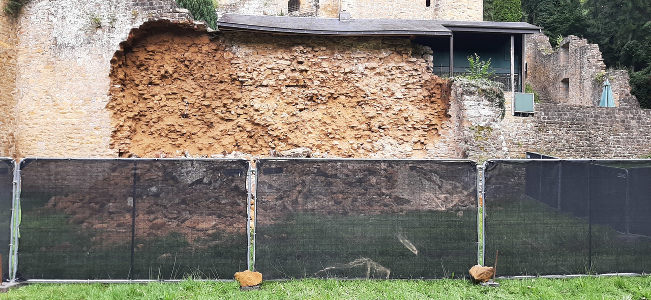 A wall that forms part of the fortified castle ruins collapsed on 30 July  Photo: MCULT