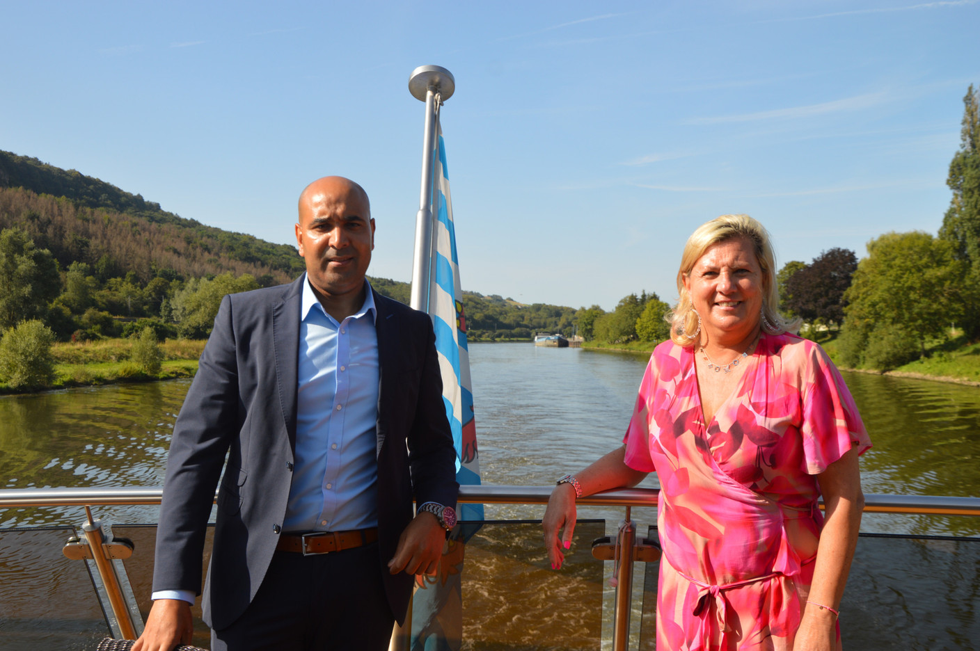 Mehdi Ksouri, director of the Entente touristique de la Moselle luxembourgeoise, and Myriam Schwartz, representative of the Entente touristique administrative team. Photo: Maëlle Hamma/Maison Moderne