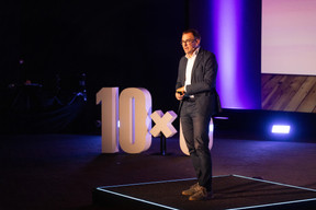 Stephan Gehmacher (Philharmonie Luxembourg), speaking at the 10x6 Expat Rockstars event organised by the Paperjam Club at Kinepolis Kirchberg, 19 September 2024. Photo: Eva Krins/Maison Moderne