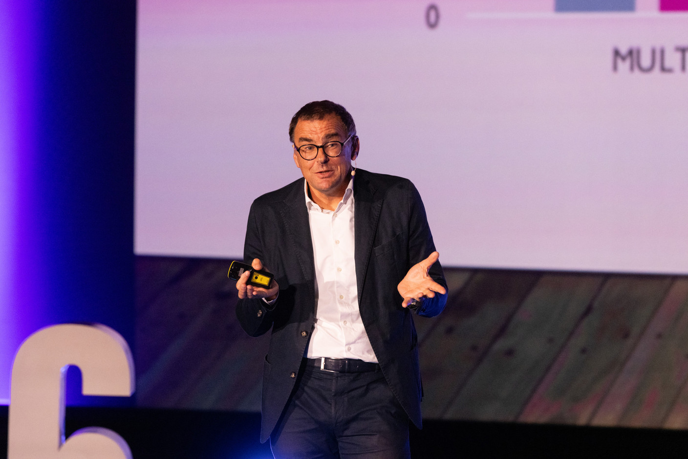 Stephan Gehmacher (Philharmonie Luxembourg), speaking at the 10x6 Expat Rockstars event organised by the Paperjam Club at Kinepolis Kirchberg, 19 September 2024. Photo: Eva Krins/Maison Moderne