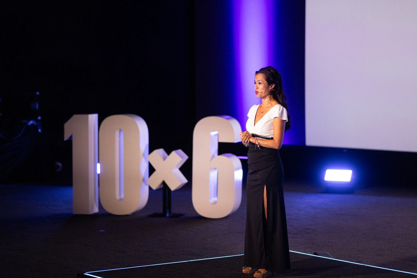 Diane Tea (B-Green), speaking at the 10x6 Expat Rockstars event organised by the Paperjam Club at Kinepolis Kirchberg, 19 September 2024. Photo: Eva Krins/Maison Moderne