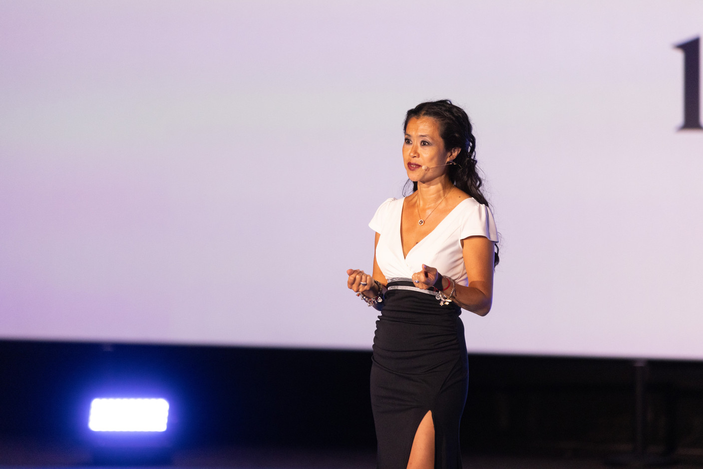 Diane Tea (B-Green), speaking at the 10x6 Expat Rockstars event organised by the Paperjam Club at Kinepolis Kirchberg, 19 September 2024. Photo: Eva Krins/Maison Moderne