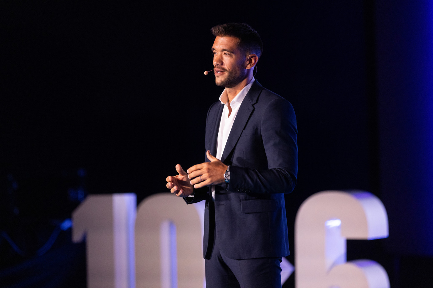 Adrien Rincheval (PM-International), speaking at the 10x6 Expat Rockstars event organised by the Paperjam Club at Kinepolis Kirchberg, 19 September 2024. Photo: Eva Krins/Maison Moderne