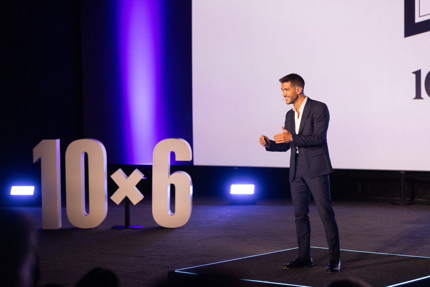 Adrien Rincheval (PM-International), speaking at the 10x6 Expat Rockstars event organised by the Paperjam Club at Kinepolis Kirchberg, 19 September 2024. Photo: Eva Krins/Maison Moderne