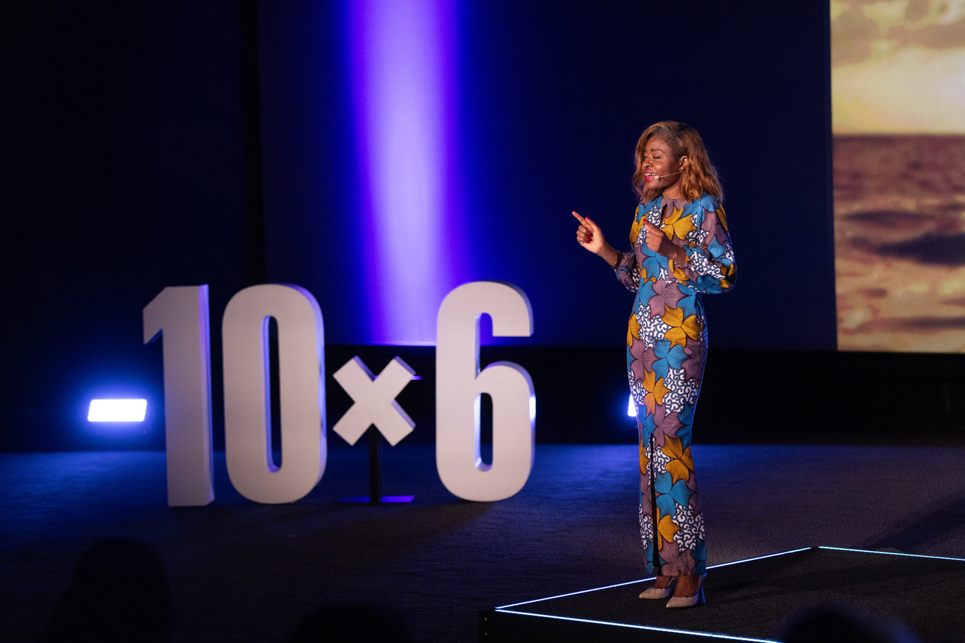 Sandrine Lingom (O2Continents), speaking at the 10x6 Expat Rockstars event organised by the Paperjam Club at Kinepolis Kirchberg, 19 September 2024. Photo: Eva Krins/Maison Moderne
