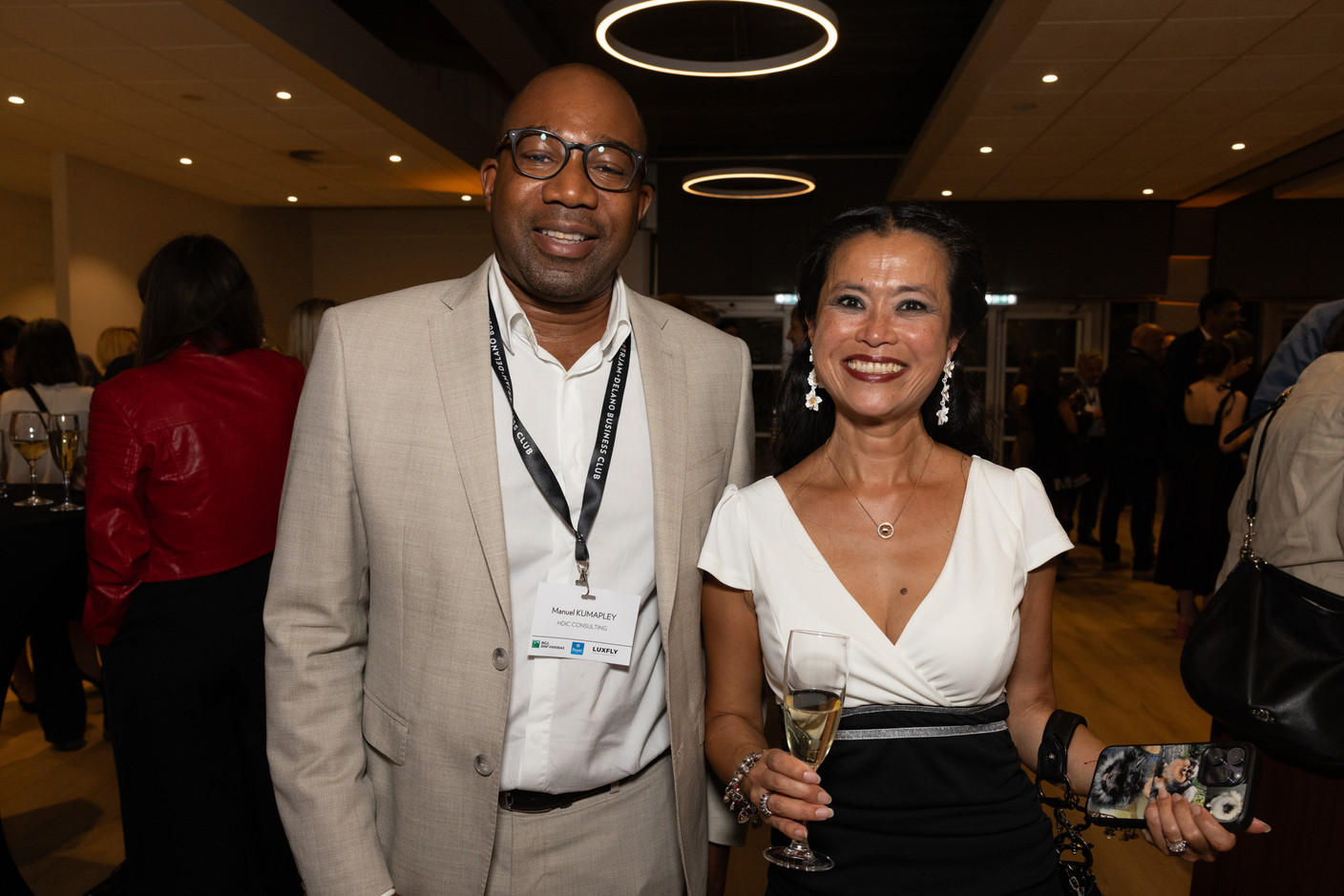 Manuel Kumapley (HDIC Consulting) and Diane Tea (B-Green) at the 10x6 Expat Rockstars event organised by the Paperjam Club at Kinepolis Kirchberg, 19 September 2024. Photo: Eva Krins/Maison Moderne