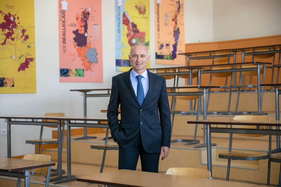 Michel Lanners, pictured in a classroom at the École d'Hôtellerie et de Tourisme du Luxembourg (EHTL) Romain Gamba / Maison Moderne