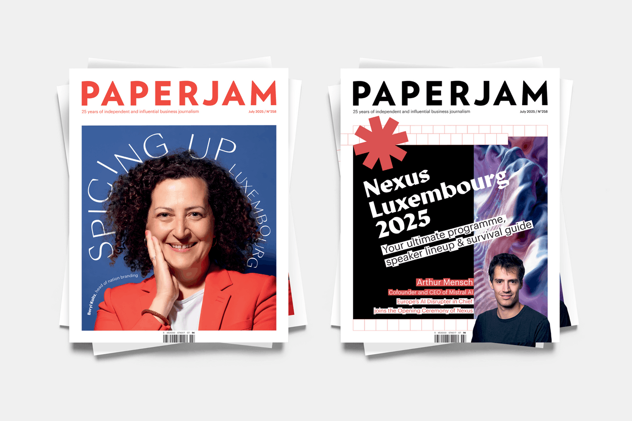 Beryl Koltz is on the front cover of the newest edition of Paperjam magazine and with a focus on Nexus 2025. Photo: Maison Moderne