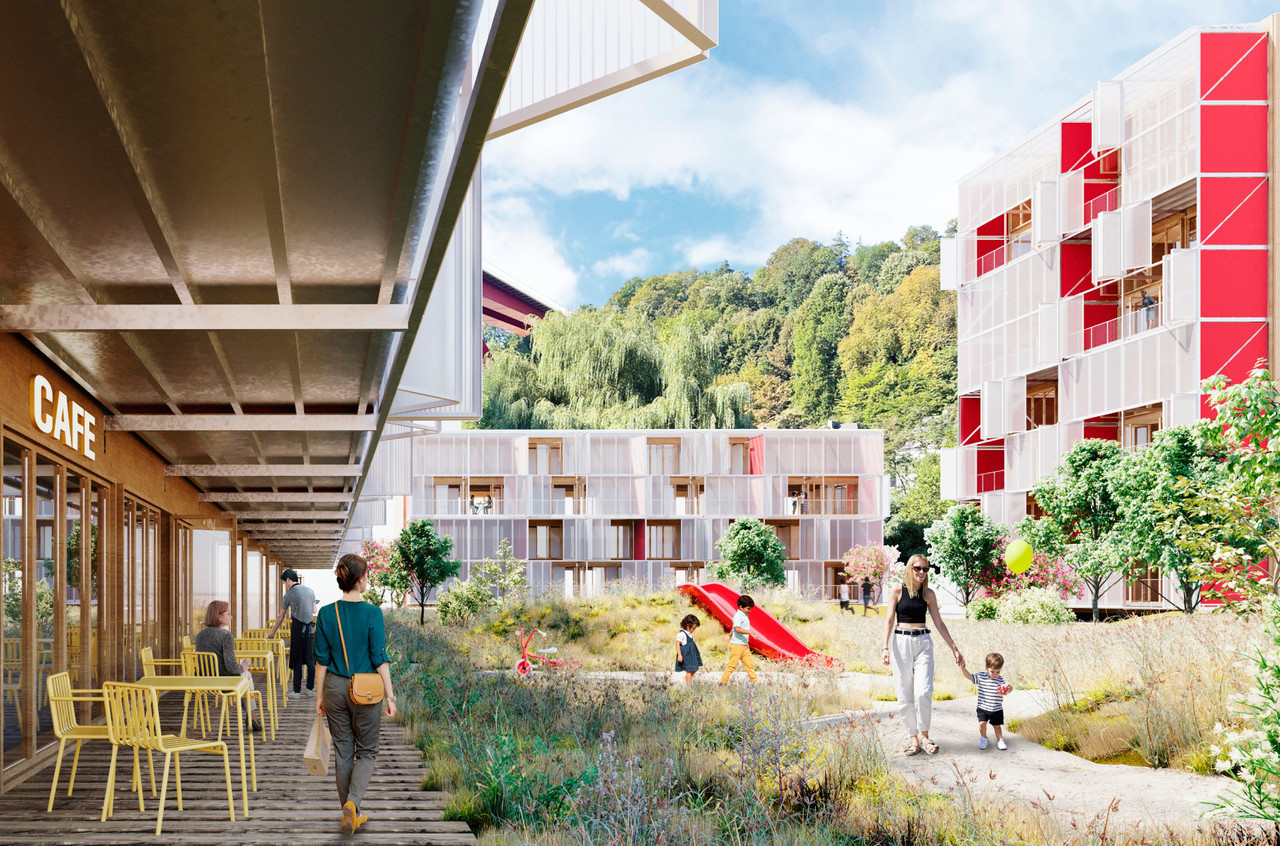 The modules can be installed on a wide variety of plots of land, making it possible to use the available building areas within the general development plan (plan d’aménagement général, PAG). Illustration: BSARC