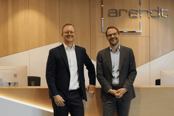 Christian Heinen, CEO at AIS ( Arendt Investor Services) and Aloysius von Mitschke-Collande, Managing Director BlackFin Capital Partners. (Photo: Arendt)