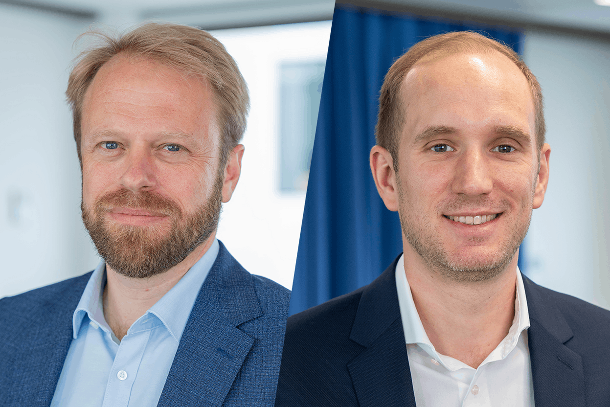 Marc Erpelding (left), Head of Asset Management, and Quentin Gaget (right), Chief Operating Officer (COO) of Banque de Luxembourg Investments, named to their new roles on 10 November 2025. Photos: BLI; Montage: Paperjam