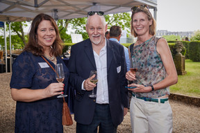   Rachel Cooke (left), Paul Schonenberg (centre), seen at the British-Luxembourg Society summer reception, 29 June 2023.  Photo: BLS