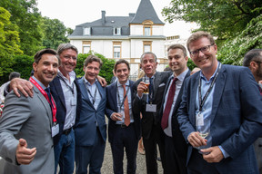 Pierre-Yves Lanneau Saint Léger (Paperjam + Delano Club), Nico Hoffeld (MindForest), Nicolas Mackel (Luxembourg for Finance), Jean-Paul Olinger (UEL), Bob Kneip, Benoît Theunissen (Paperjam), Emmanuel Gay (Resultance). (Photo: Marie Russillo/Maison Moderne)