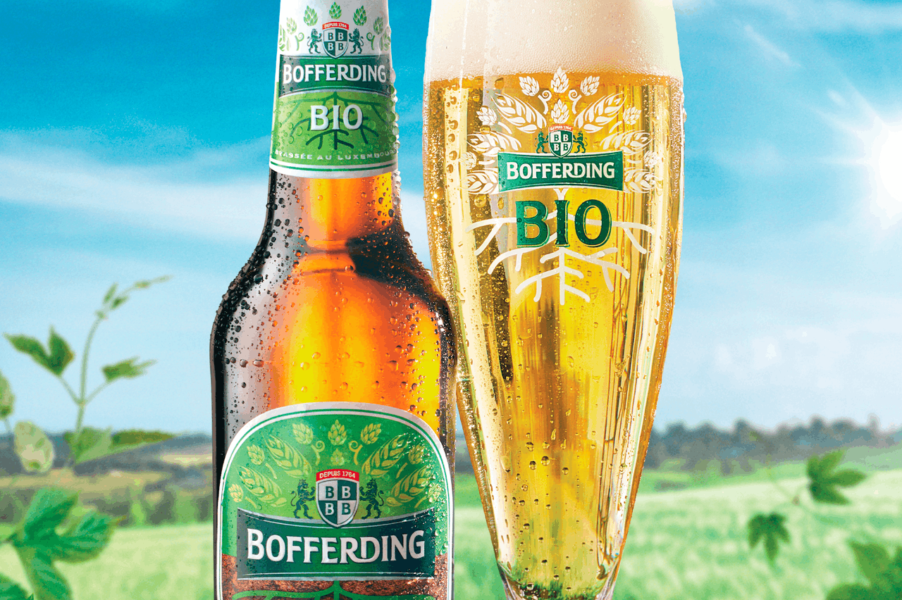 Par son identité visuelle, la Bofferding Bio rappelle les racines du terroir luxembourgeois, ainsi que la fraîcheur d’une bonne bière locale… (Visuel: Brasserie Nationale)