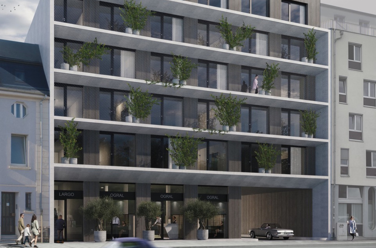 Access to the flats is via walkways on the main facade. Illustration: Bauer Group