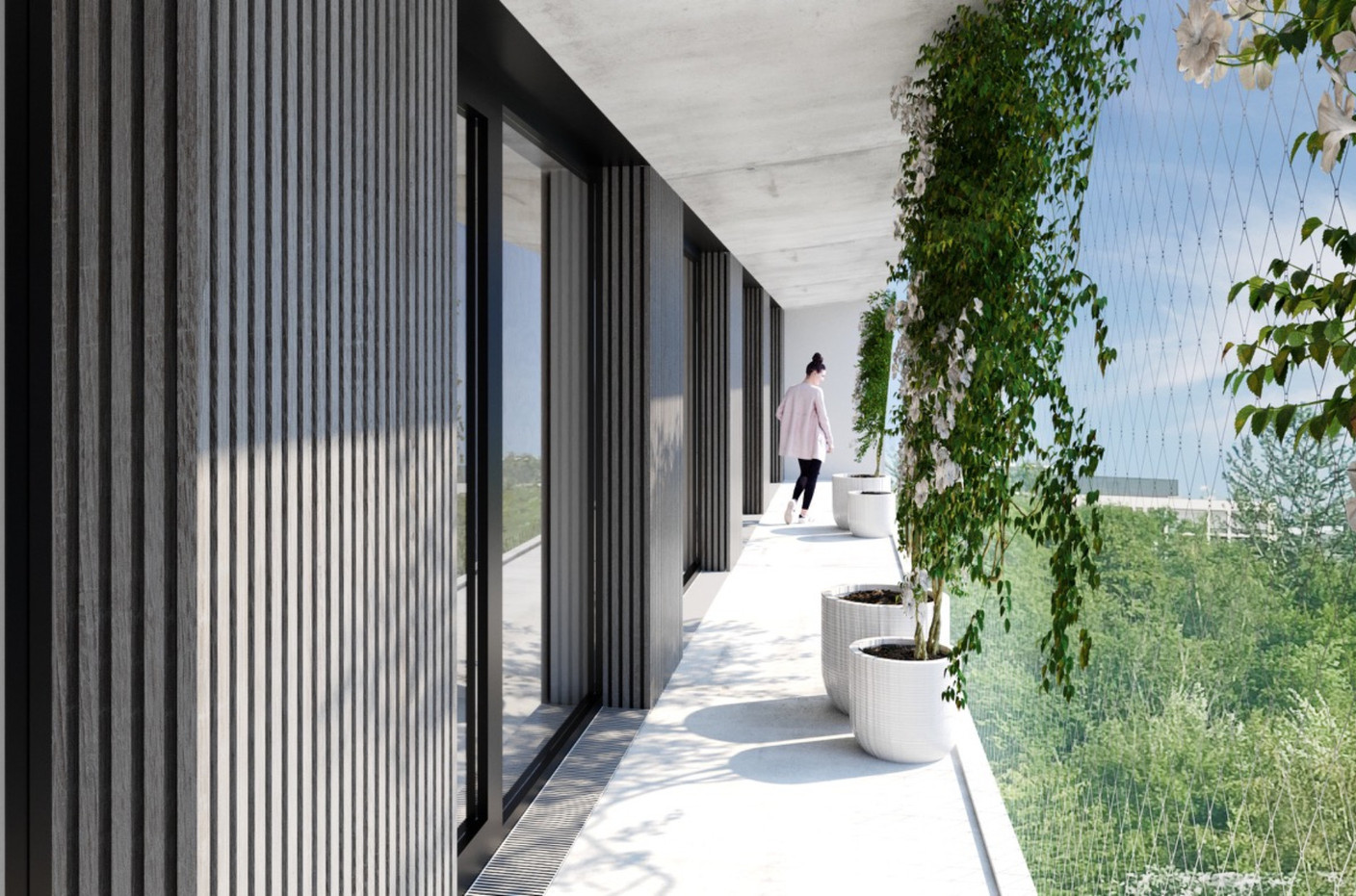 The walkways can be planted with greenery. Illustration: Bauer Group