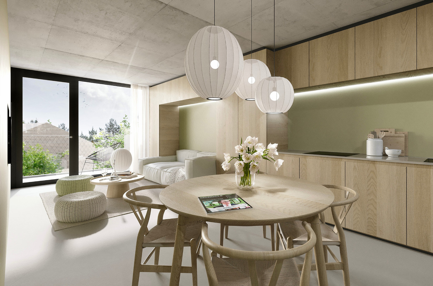 The second part of the dwelling is dedicated to the living area. Illustration: Bauer Group