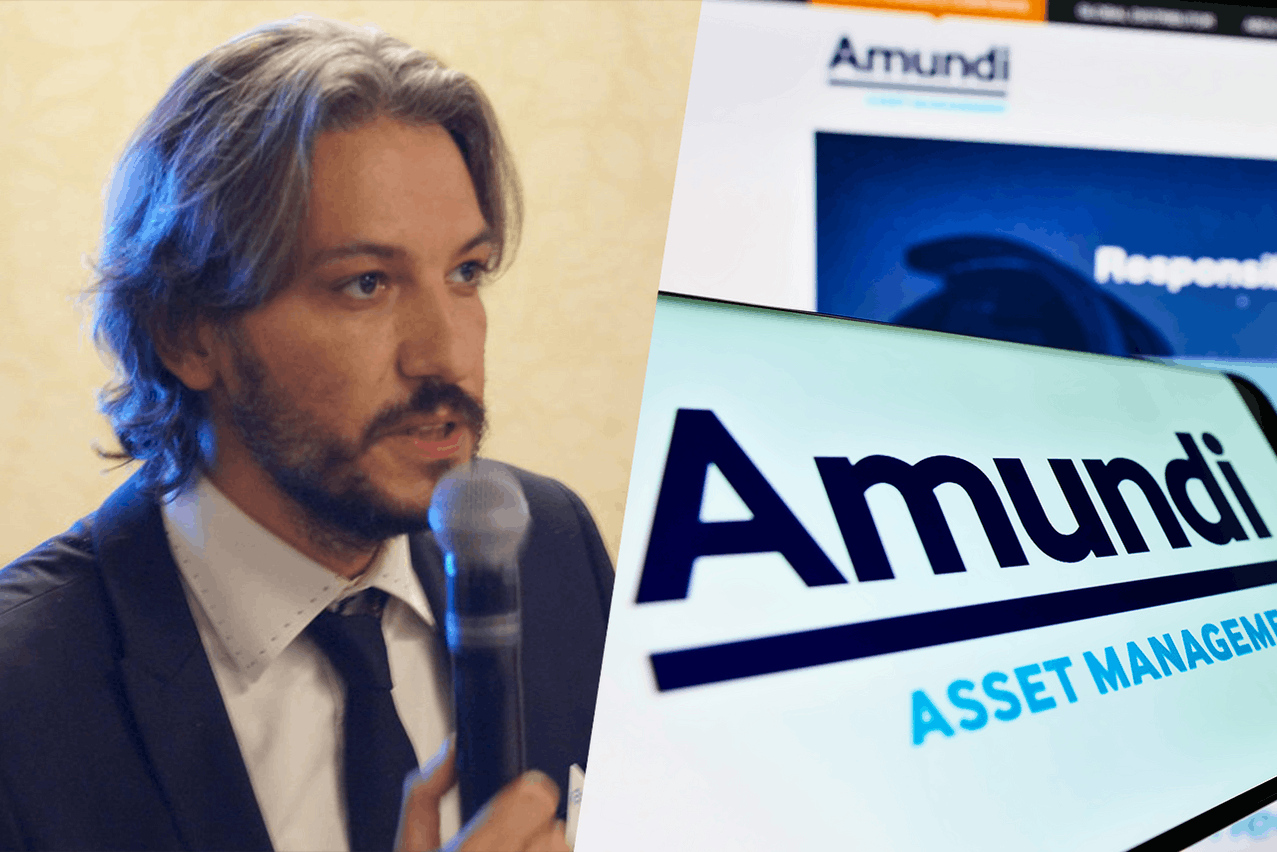 Paperjam a rencontré Jean-Marie Dumas, responsable des solutions de crédit et d’investissement en euros chez Amundi, à Luxembourg, pour discuter des perspectives de la société en matière d’économie, de revenu fixe et de crédit, le 21 novembre 2024.  (Photos: Amundi, Shutterstock, Montage: Maison Moderne)