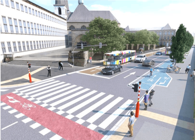 Les arrêts de bus et les passages pour piétons/vélos vont être totalement revus. (Photo: Ville de Luxembourg / Gouvernement.lu)