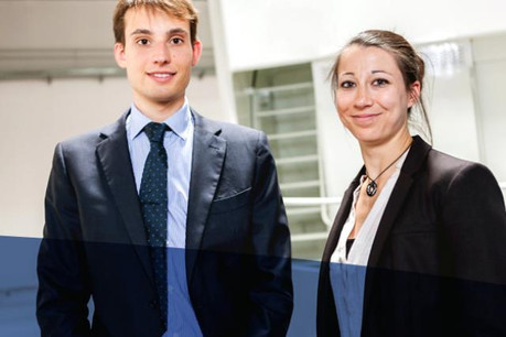 Anne-Sophie Mangen, Recruitment Services at Cargolux Airlines international, and Arnaud Naert, Powerplant Engineer. jobs.lu