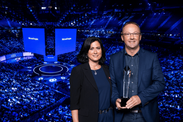 Gavriella Schuster, Corporate Vice President, One Commercial Partner, Microsoft, and Dominiqe Peiffer, General Manager, Elgon and Ainos Crédit Photo: Elgon