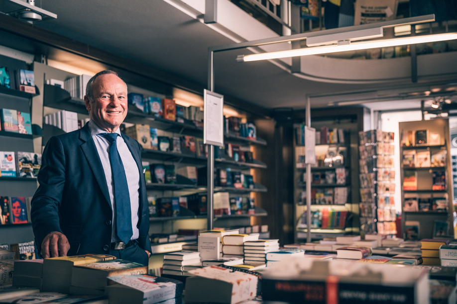 Fernand Ernster, pictured in the eponymous company’s flagship bookstore in Luxembourg City Library photo: Edouard Olszweski