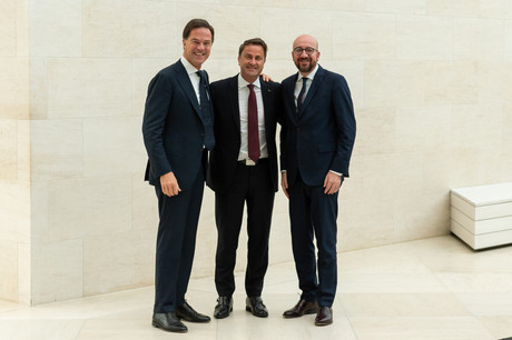 C’est au Mudam que le Premier ministre Xavier Bettel a accueilli ses homologues hollandais et belge, Mark Rutte et Charles Michel. (Photo: Emmanuel Claude / SIP)