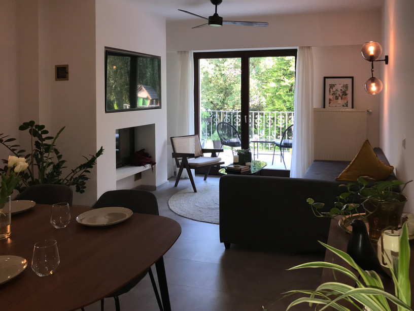 Vaishnavi Ramakrishnan and Sriram Rangarajan’s revamped living and dining room. Photo provided by Vaishnavi and Sriram