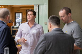 Rory Draper, Coolum Limited, at the BCC & Amcham Personal Tax Lunch on 21 November 2023, during discussions with event attendees prior to the personal tax presentation. Photo: Romain Gamba / Maison Moderne