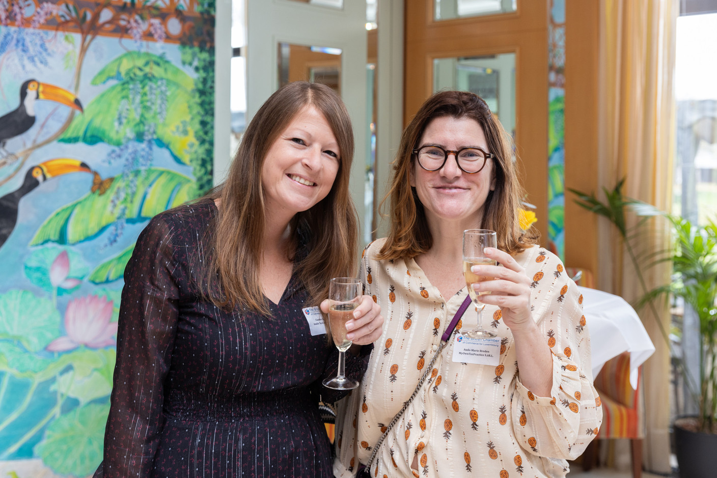  (l-r) Claudine Soisson, senior manager at Analie Tax, with Aude-Marie Breden, Myowntaxpractice, at the BCC & Amcham Personal Tax Lunch on 21 November 2023. Photo: Romain Gamba / Maison Moderne