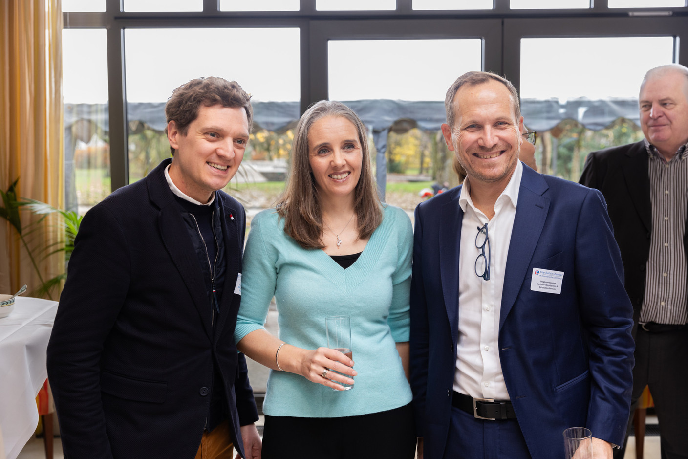 (l-r) Jonathan Norman, tax counsel at JAB Holding and British Chamber of Commerce council member, Laura Foulds, managing director at Analie Tax & Consulting, and Stephane Compain, CEO of Luxrelo, at the BCC & Amcham Personal Tax Lunch on 21 November 2023. Photo: Romain Gamba / Maison Moderne