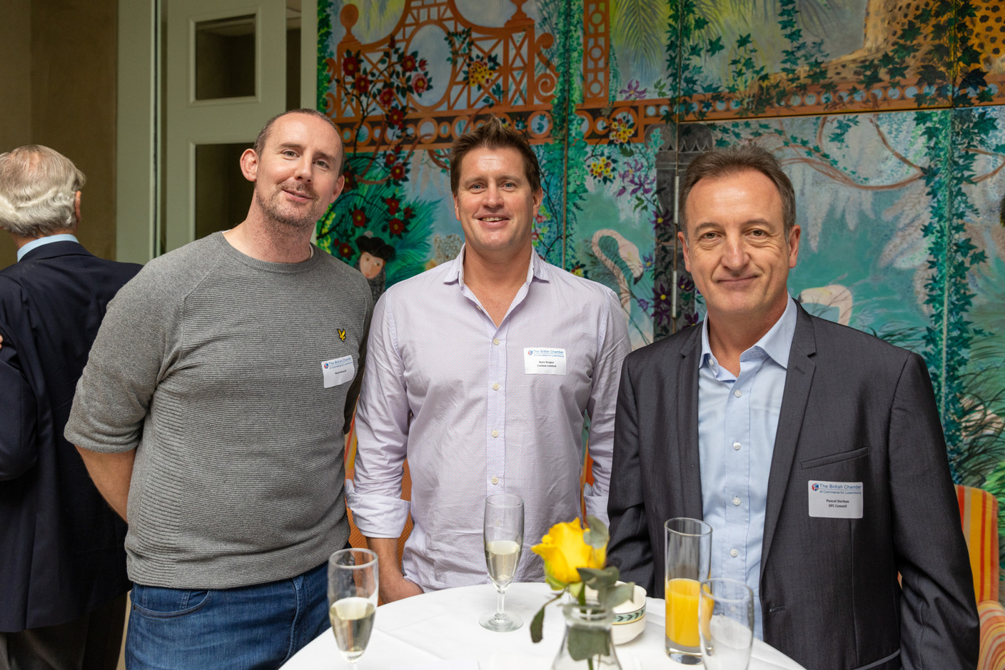 Mark Howell, Rory Draper and Pascal Dorban at the BCC & Amcham Personal Tax Lunch on 21 November 2023. Photo: Romain Gamba / Maison Moderne