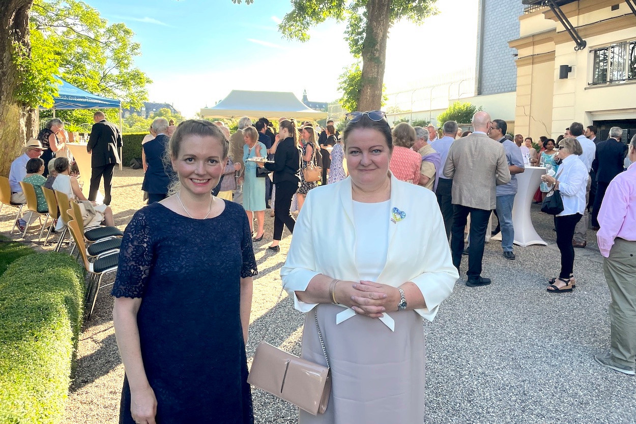 British-Luxembourg-Society president Louise Benjamin and UK ambassador to Luxembourg Fleur Thomas at the 75th anniversary celebrations Maison Moderne