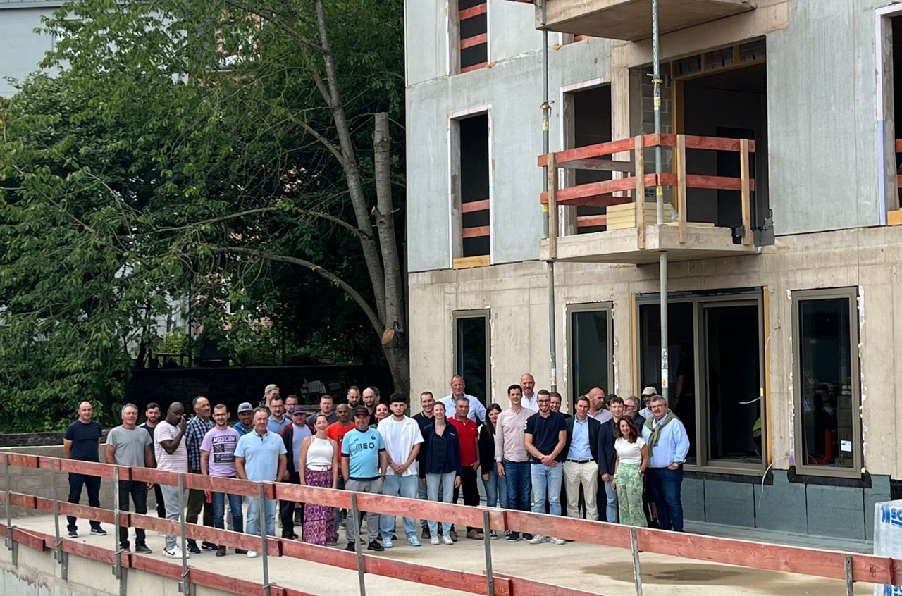 The entire project team was on hand for the topping out ceremony, 24 July 2024. Photo: Eaglestone Luxembourg