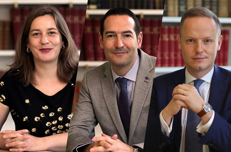 Marie Bena, Nicolas Bernardy et Nicolas Thieltgen sont les trois avocats associés au sein de l’étude et membres du comité de direction. (Photo: Brucher Thielthgen & Partners/Montage: Maison Moderne)