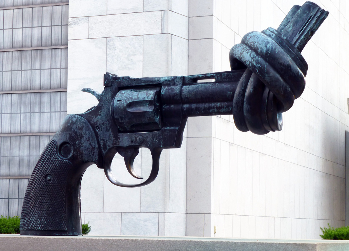 Luxembourg in 1988 donated Non-Violence, also known as the Knotted Gun, by Swedish artist Carl Fredrik Reuterswärd to the UN where it still stands in front of the organisation’s HQ in New York City  Photo: Shutterstock