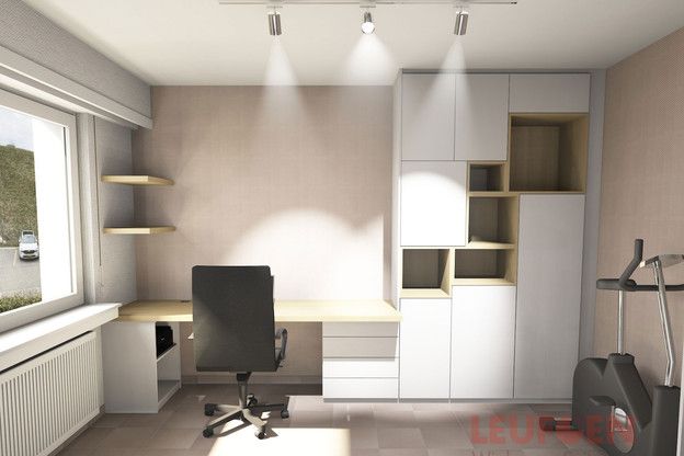 Un vendeur a fourni cette illustration d’un bureau à domicile rénové à Geeta Rajaraman et son mari avant le début des travaux. (Photo: Geeta Rajaraman)