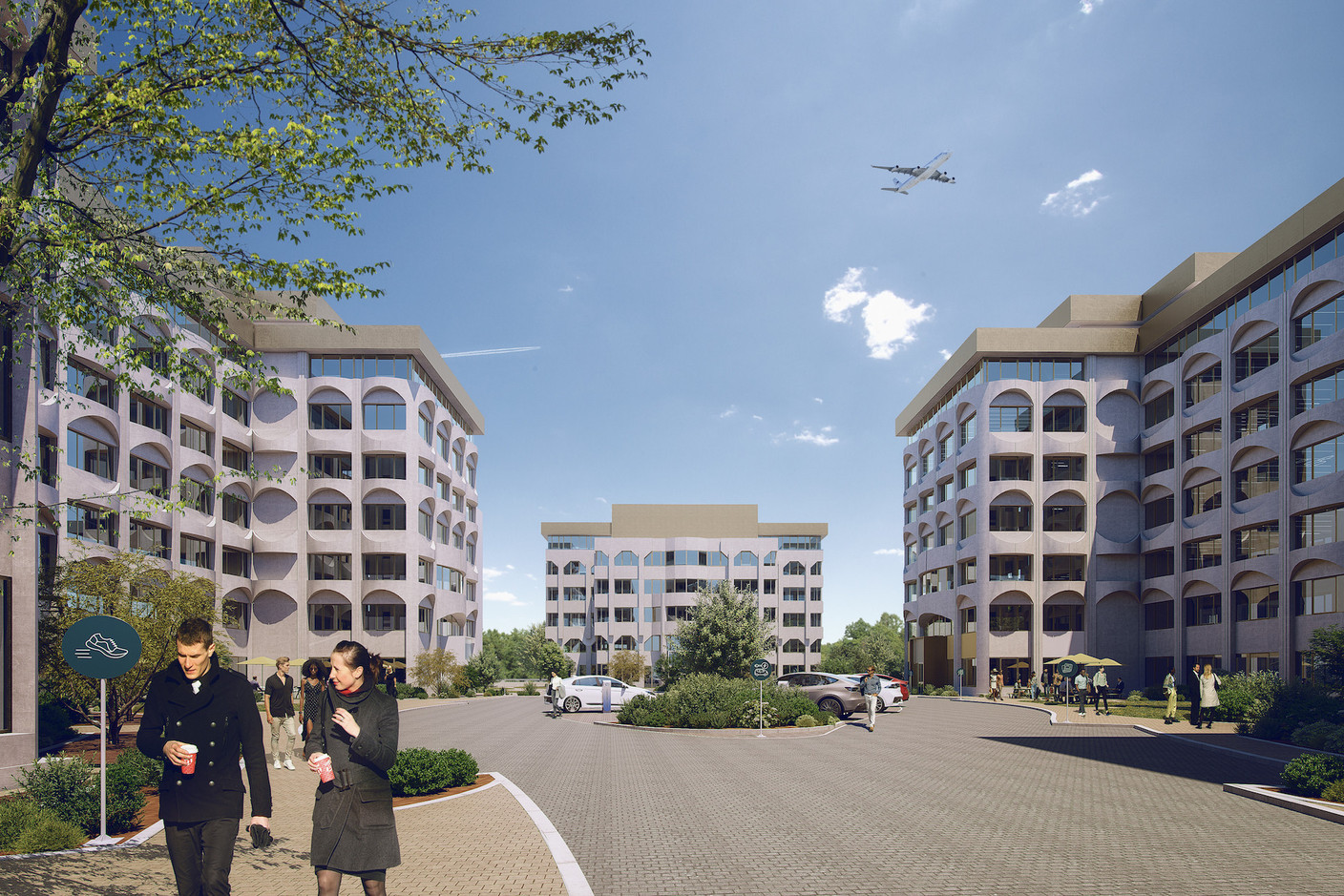  Construit dans les années 1990, ce business park profite d’une situation privilégiée à côté de l’aéroport de Luxembourg. (Illustration: Nextensa)