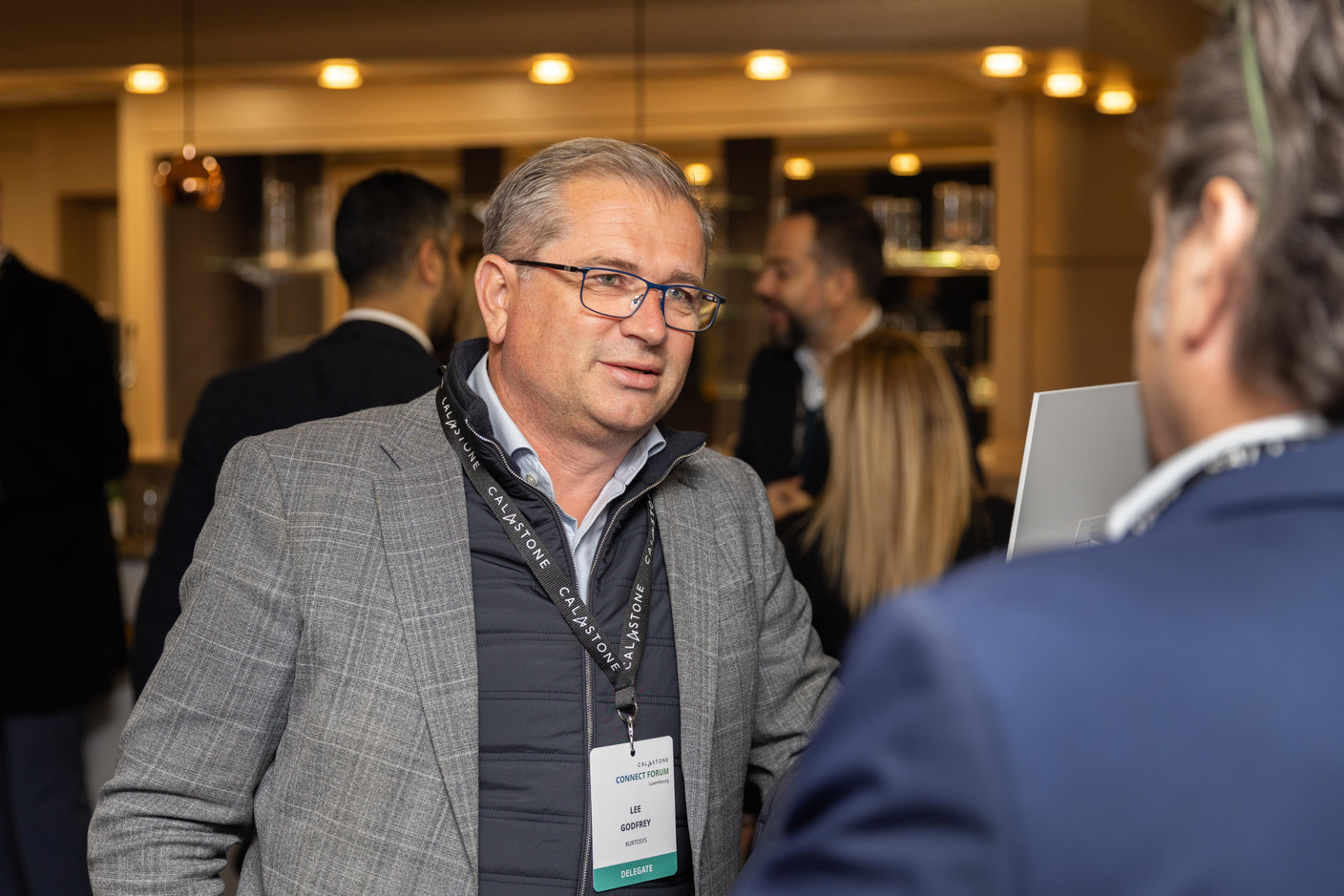 Lee Godfrey (Kurtosys) at the annual Calastone Connect Forum, which was held on 7 November 2023 at the Sofitel in Kirchberg. Photo: Romain Gamba/Maison Moderne