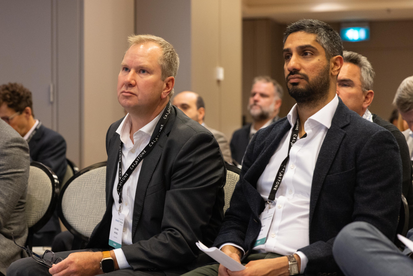 Michael Neil and Varun Atre (Calastone) at the annual Calastone Connect Forum, which was held on 7 November 2023 at the Sofitel in Kirchberg. Photo: Romain Gamba/Maison Moderne