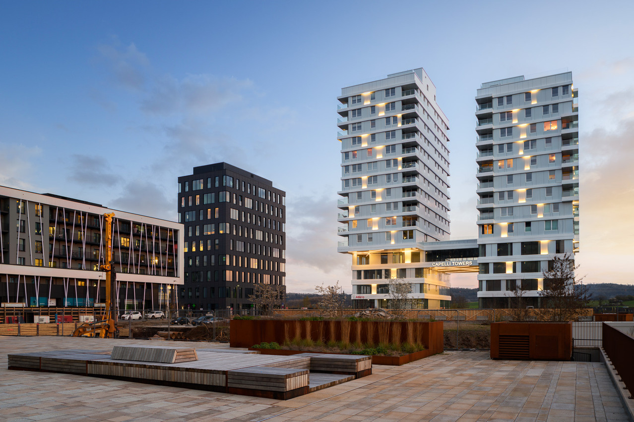 Les Capelli Towers marquent l’environnement urbain de Belval, encore en construction. (Photo: Julien Swol)
