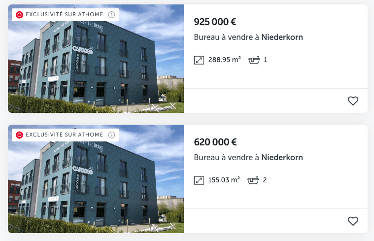 The group is looking to sell 444 m2 of office space, for a total of €1.5m.  Screenshot: Maison Moderne