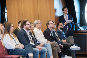 Justine Boehm (SD Worx), Nicolas Paschal (RSecure), Carole Bentz (Domaine Claude Bentz), Mike Koedinger (Paperjam) and Sven Mausen (Lalux Assurances). (Photo: Jan Hanrion/Paperjam)