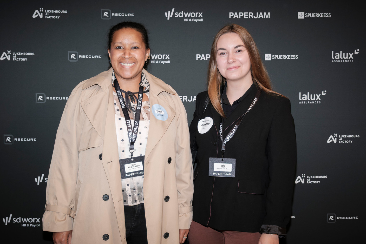 Warda Aït Mahmoude (Career Path) and Jade Goux (Workplace Well-being). (Photo: Jan Hanrion/Paperjam)