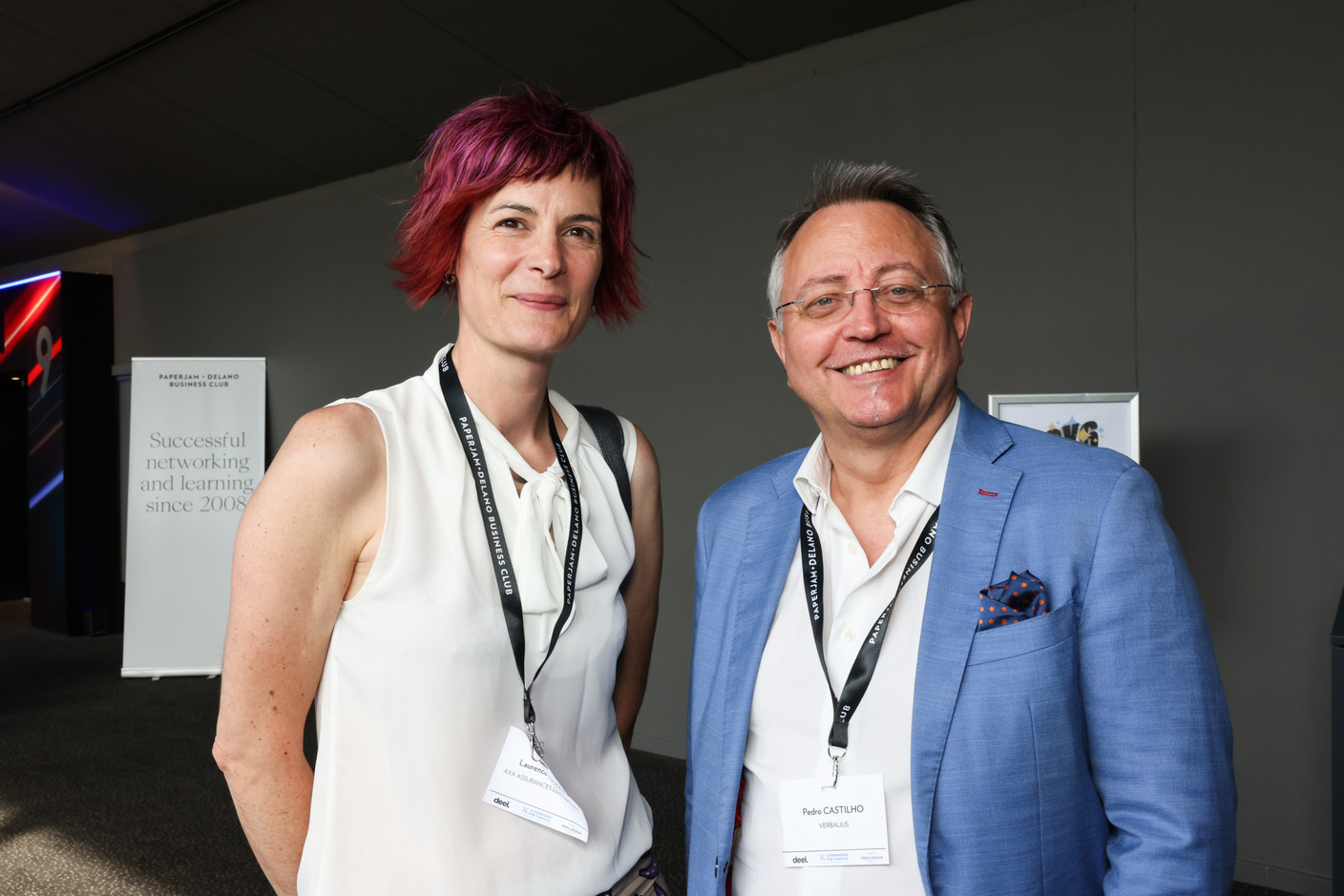 Laurence Nicolet (AXA Assurances Luxembourg) et Pedro Castilho (Verbalius). (Photo: Marie Russillo/Maison Moderne)