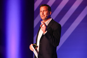 Simon Gorbutt (Luxembourg for Finance), speaking at the 10x6 Talents event at the Kinepolis Kirchberg, 9 July 2024. Photo: Marie Russillo / Maison Moderne
