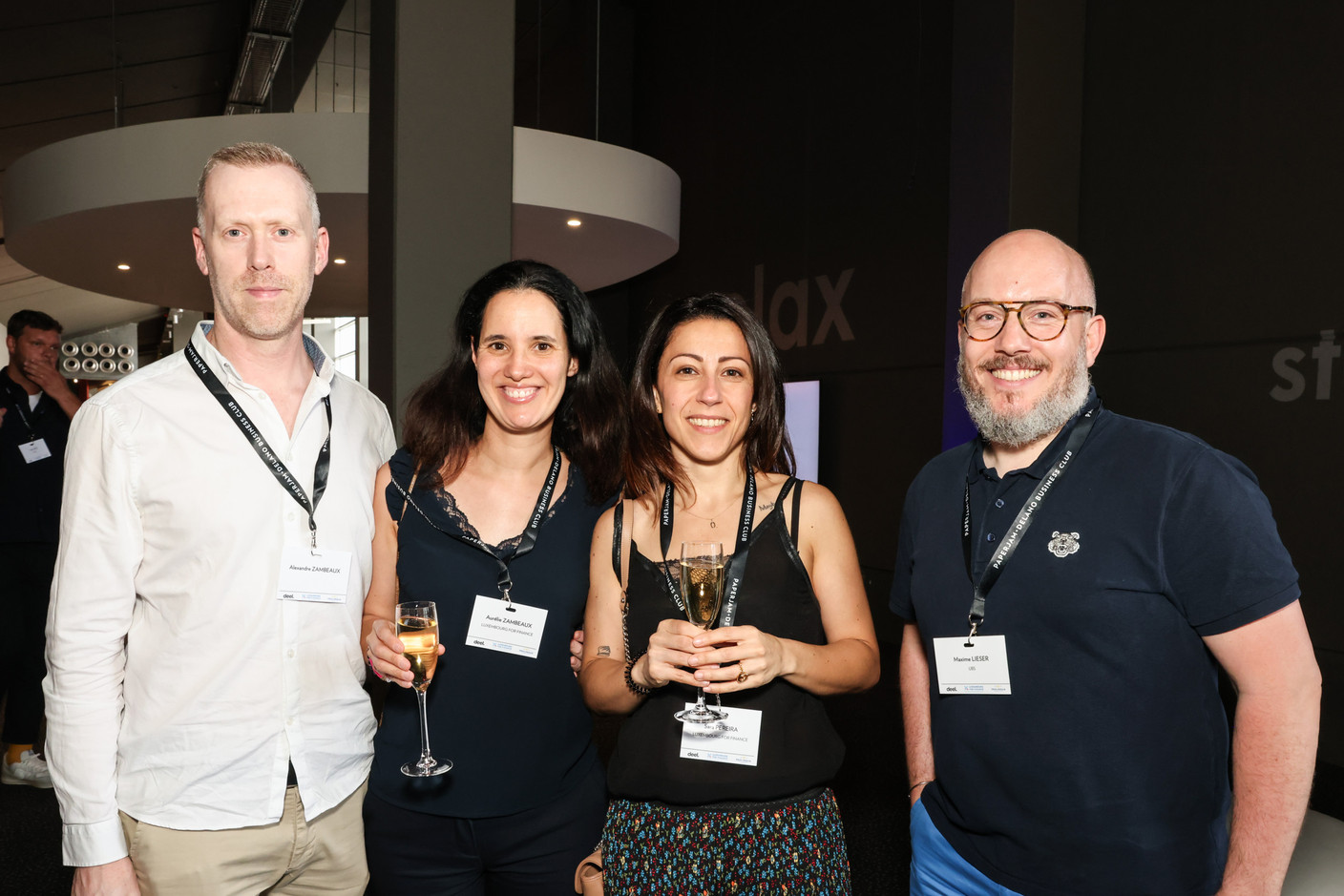 Alexandre Zambesaux, Aurélie Zambesaux, Sara Pereira (Luxembourg For Finance) and Maxime Lieser (UBS). Photo: Marie Russillo / Maison Moderne