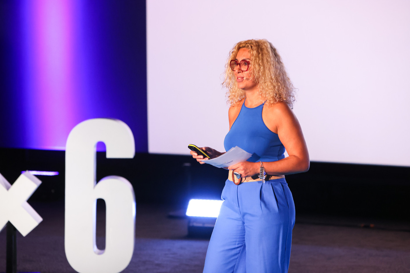 Naouelle Tir (Prolingua), speaking at the 10x6 Talents event at the Kinepolis Kirchberg, 9 July 2024. Photo: Marie Russillo / Maison Moderne