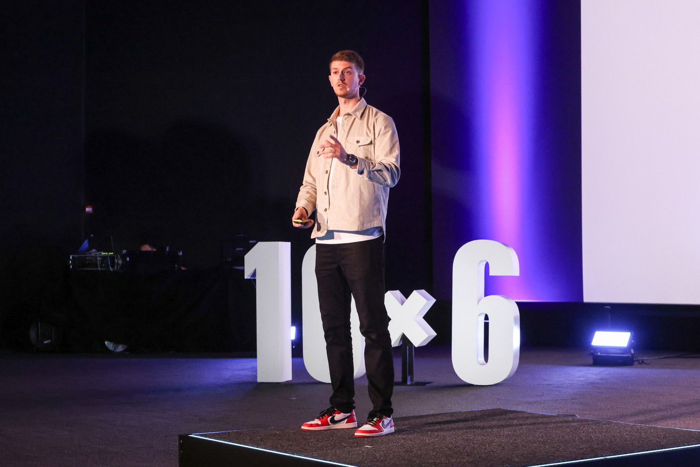 Zach Traer (Talkwalker), speaking at the 10x6 Talents event at the Kinepolis Kirchberg, 9 July 2024. Photo: Marie Russillo / Maison Moderne